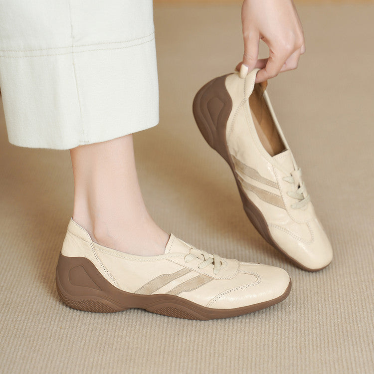 Women's Soft Bottom Sheepskin Deep Mouth Pumps Height Leather Shoes