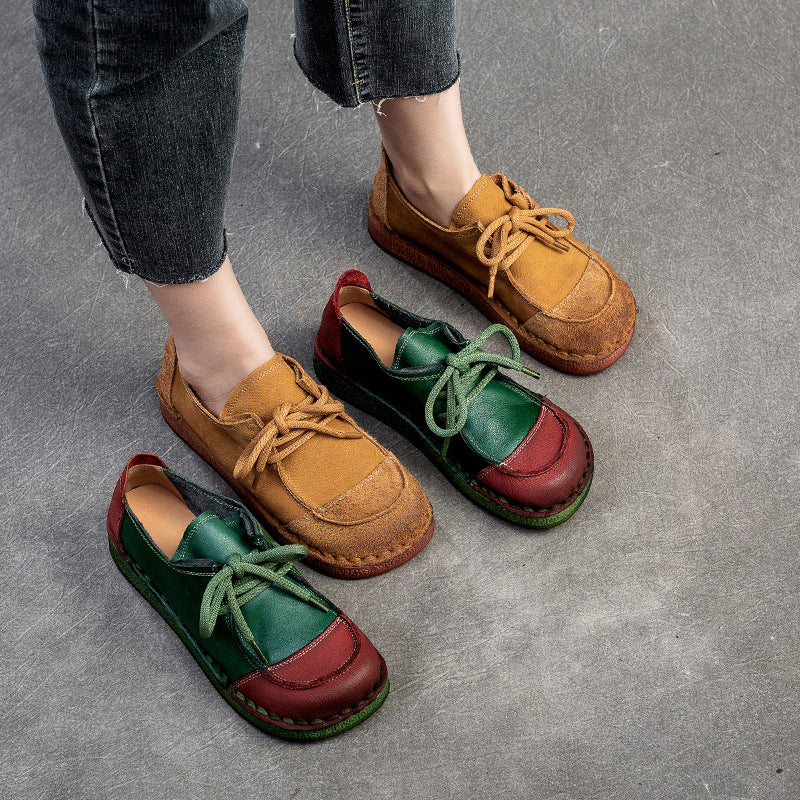 Women's Niche Top Layer Cowhide Flat Bottom Women's Casual Shoes
