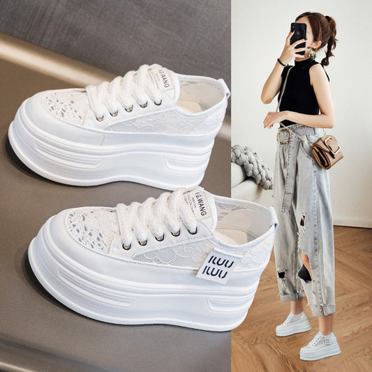 Women's Breathable Comfortable Mesh Surface White Summer Increased Women's Casual Shoes
