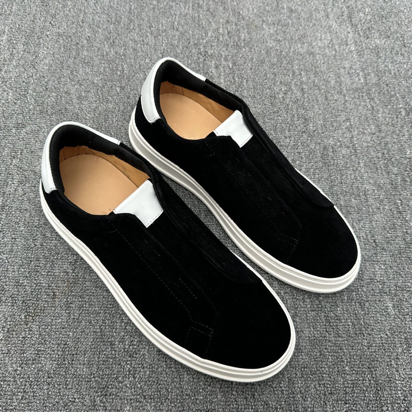 Men's Elastic Band Cow Split Lazy Flat Men's Shoes