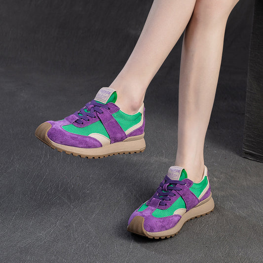 Mesh Surface Dad Color Matching Flat Bottom Comfort Pumps Women's Casual Shoes