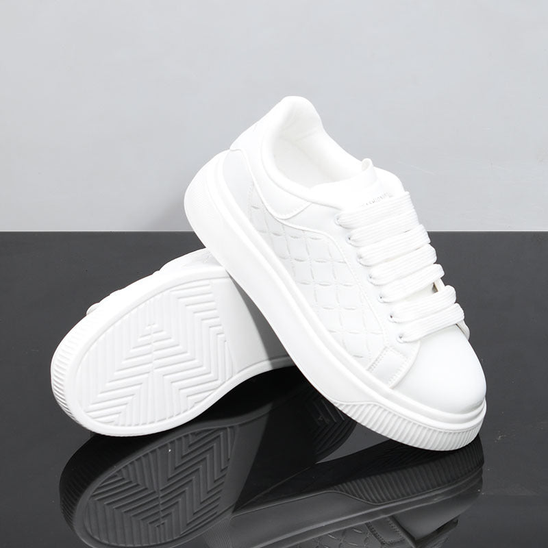 Men's Spring Platform White Breathable Board Fashionable Height Increasing Men's Casual Shoes