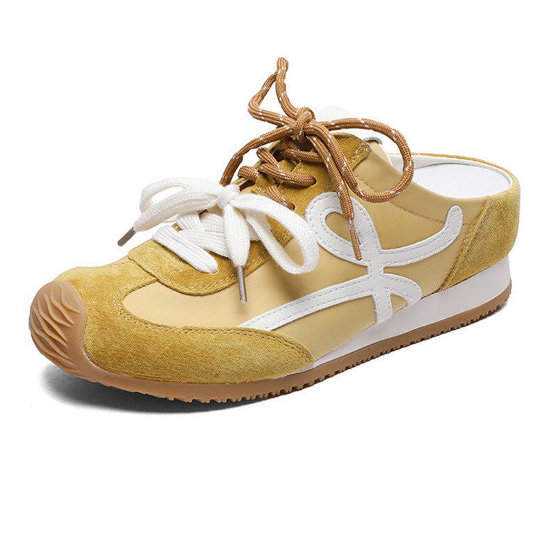 Women's Increasing Insole Closed Toe Half Outer Wear Slip-on Lazy Moral Women's Casual Shoes