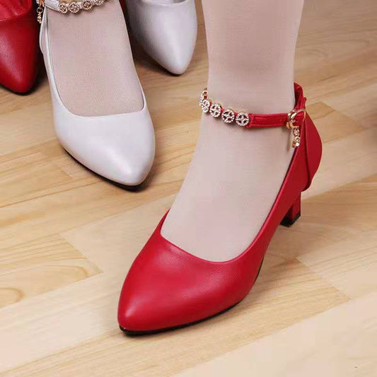 Women's & Men's Chunky Round Toe Pumps Comfortable Genuine Women's Shoes