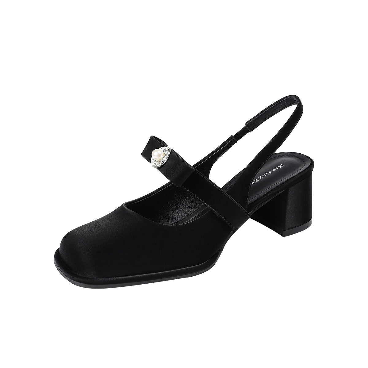 Women's Style Bowknot Square Toe Mid Back Strap Chunky Women's Fashion Shoes