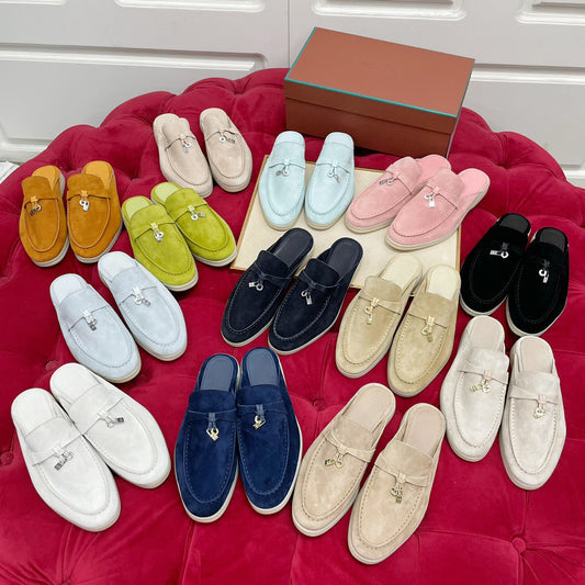 Toe Cap Semi French Comfortable British Flat Slippers