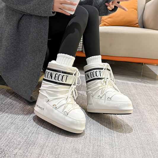 Women's Thick Warm Sleeve Cotton Strap Bread Snow Boots