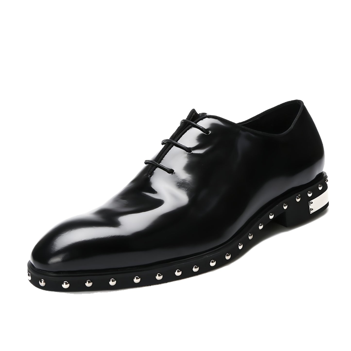 Creative Men's Metal Rivet Cowhide Pointed Men's Business Leather Shoes