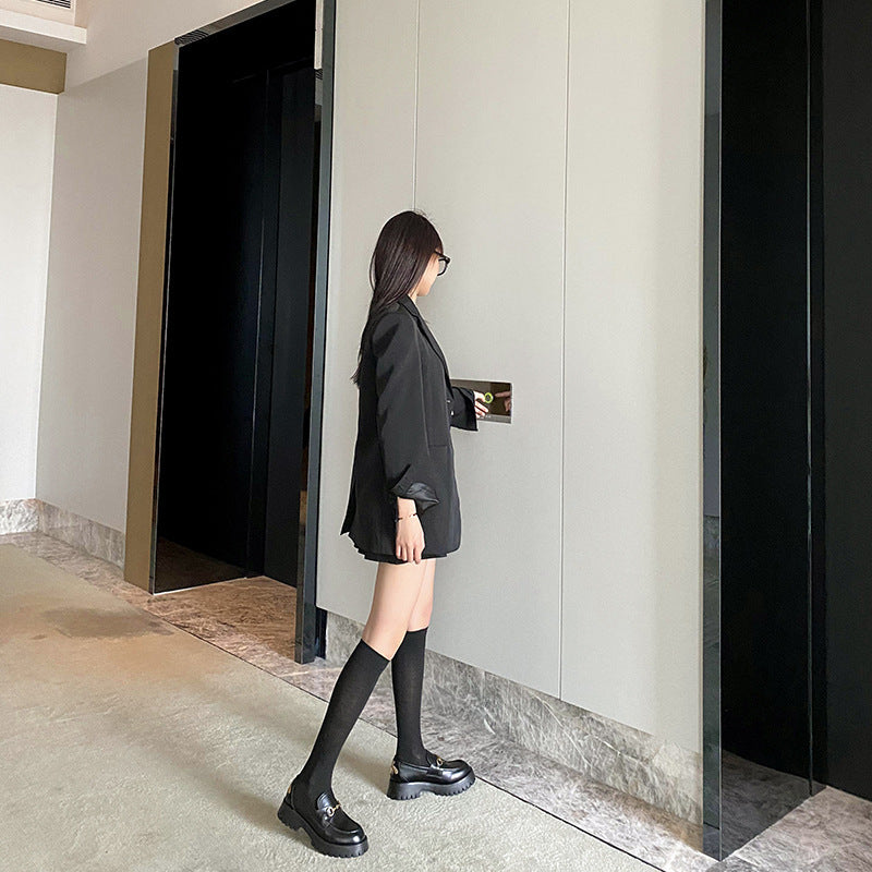 Women's Mini Little Bee Mary Jane Platform Thick Bottom British Loafers
