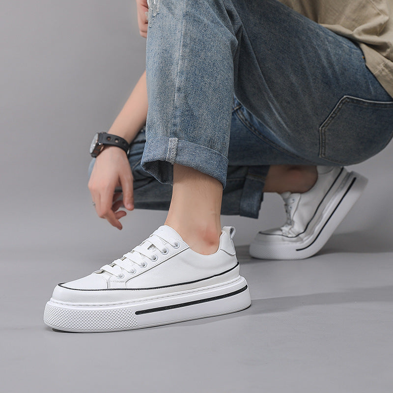 Men's White Thick-soled Four Green National Fashion Men's Board Shoes