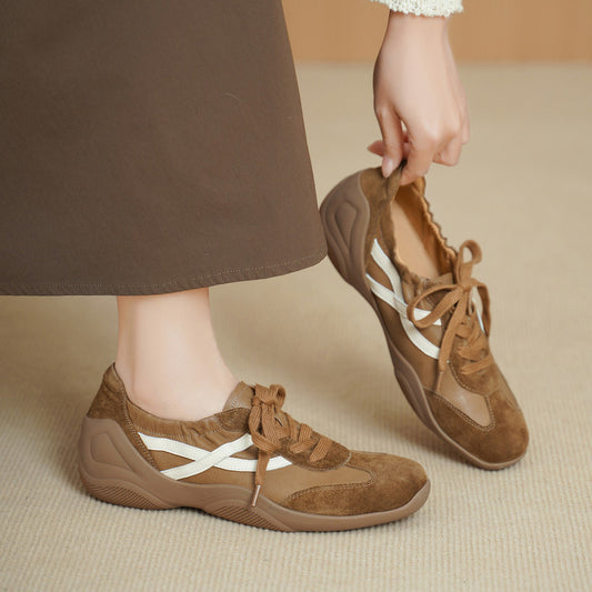 Women's Top Layer Cowhide Platform Super Beautiful German Training Soft Bottom Women's Fashion Shoes