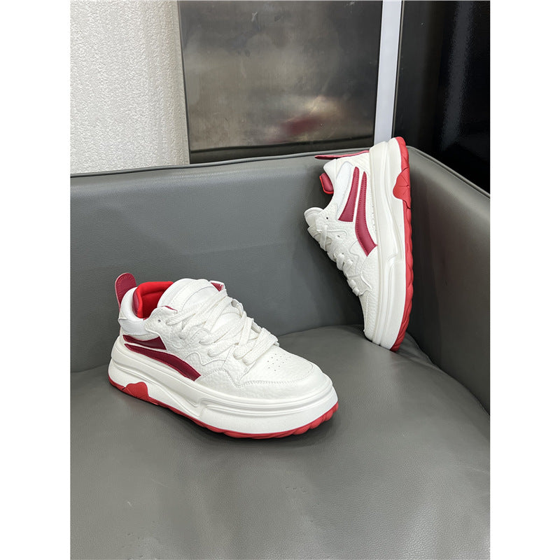 Men's Platform White Versatile Green Sports Breathable Men's Board Shoes