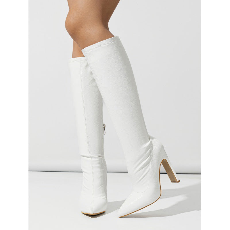 Women's Elastic Inside Zipper Diamond Irregular Fashion Heels