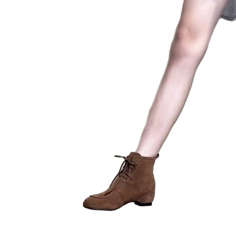 Women's Niche Fashionable Martin Retro Frosted Height Increasing Boots
