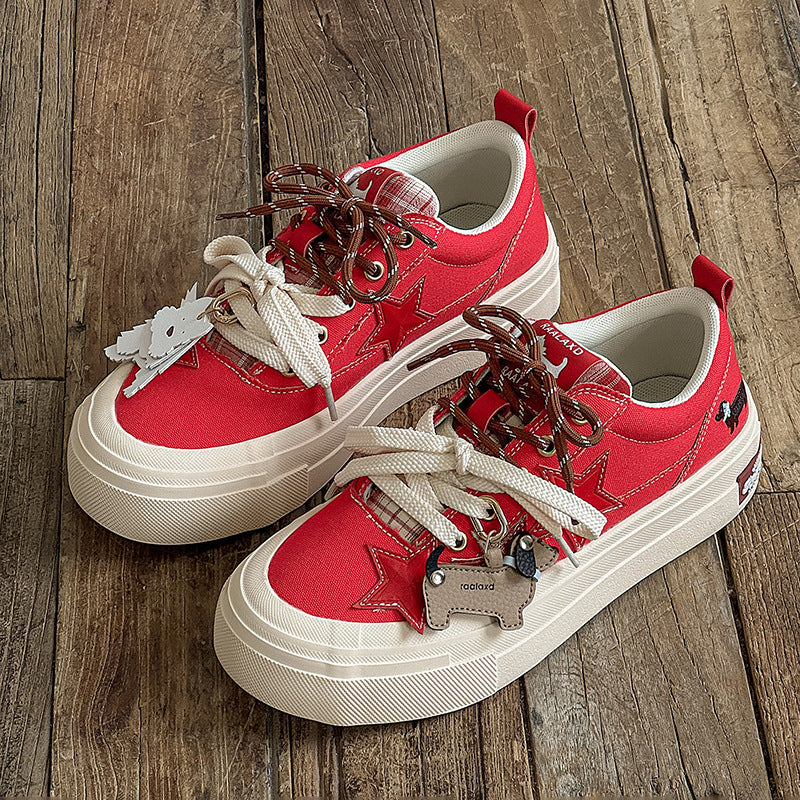 Women's & Men's Couple Western Highland Cartoon Platform Increased Breathable Fashion Men's Board Shoes