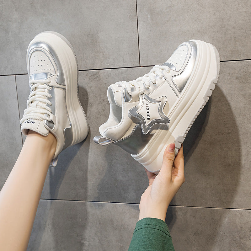 Women's Matching Hidden White Thick Bottom Black Women's Casual Shoes