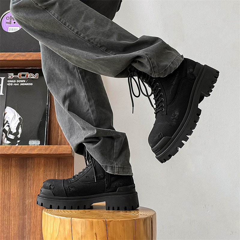 Style Martin Worker Thick Bottom Black Boots