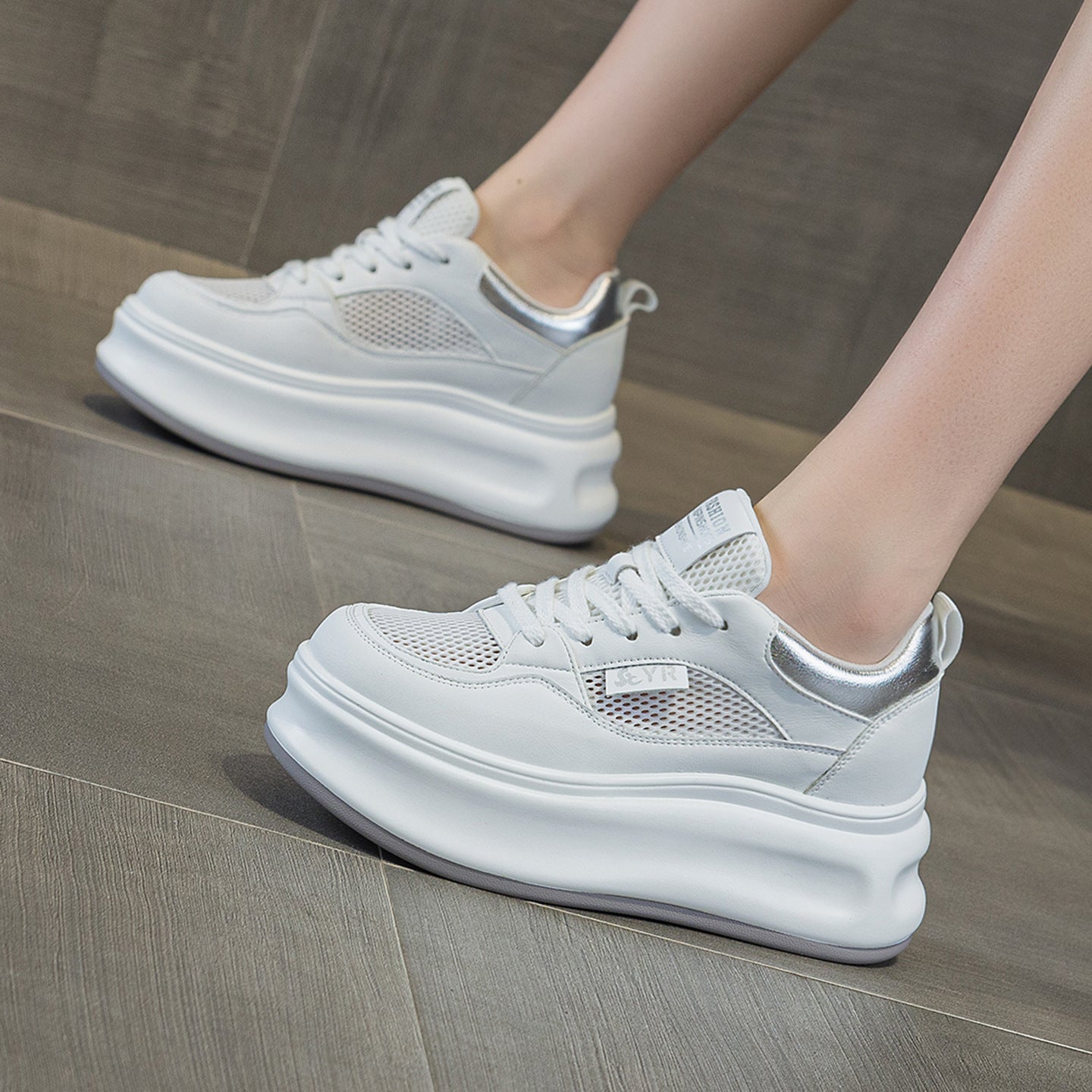 Women's White Summer Platform Height Increasing Insole Fashion Women's Shoes