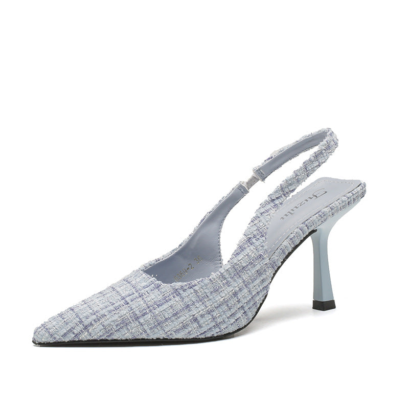Women's Back Empty Closed Toe With Skirt High Heeled Sandals