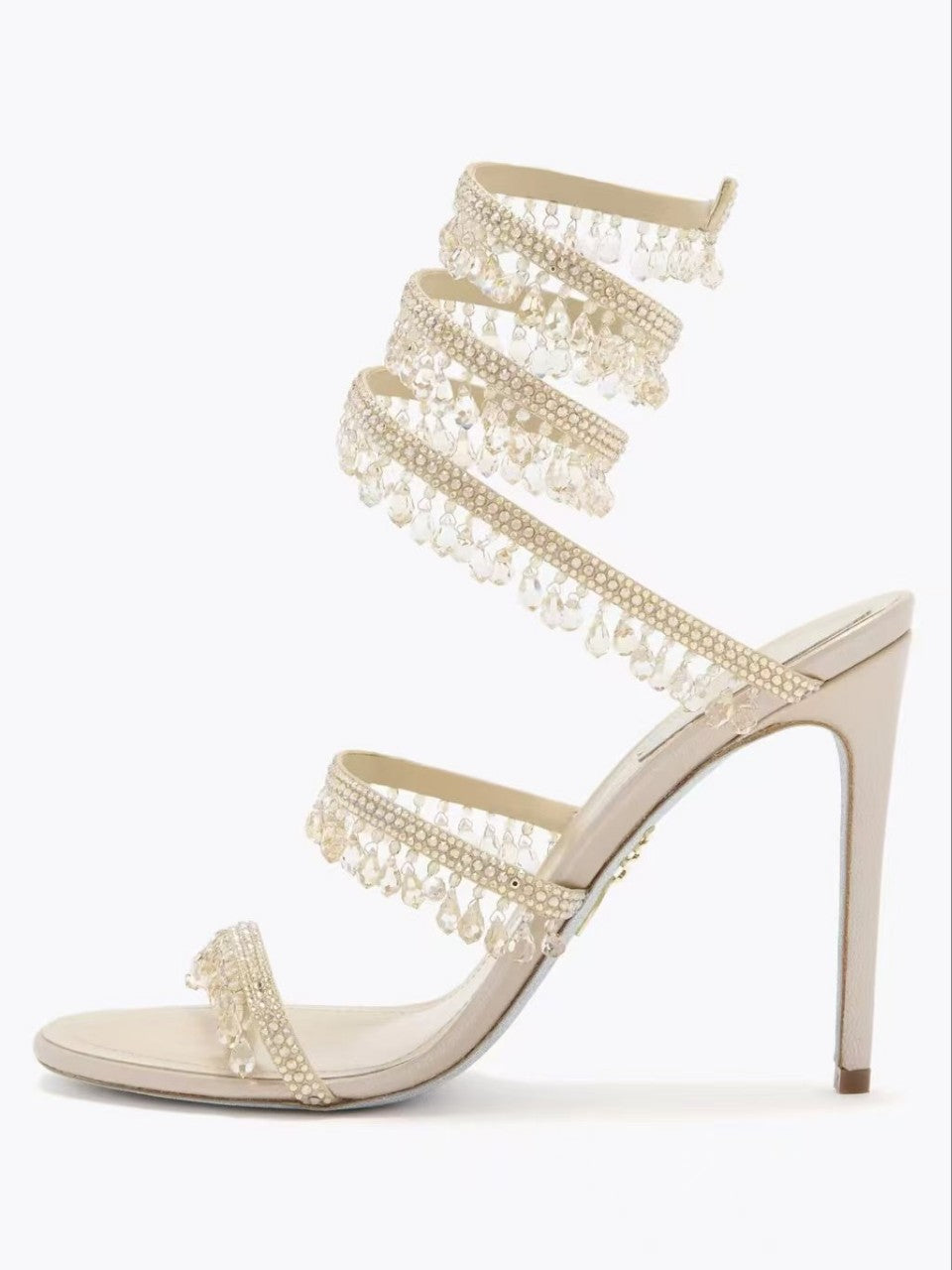 Women's Snakelike Winding Rhinestone Tassel Decoration Large Heels