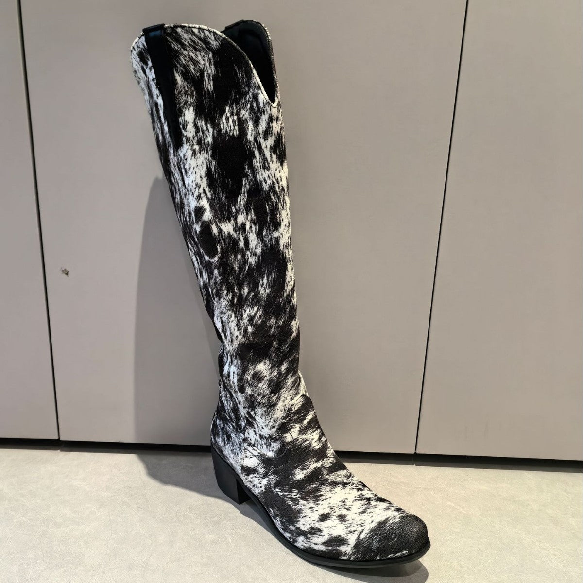 Suede Printed Large Size Height Knight Women's Leather Boots