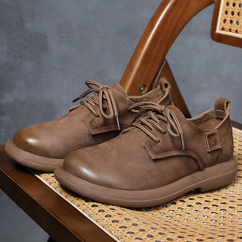 Layer Cowhide Light Bottom Front Outdoor Fashion Trend Ladies Soft Leather Shoes