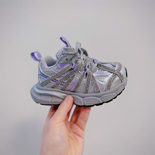 Children's Spring Little Sweet Light Diamond Korean Style Western Casual Shoes