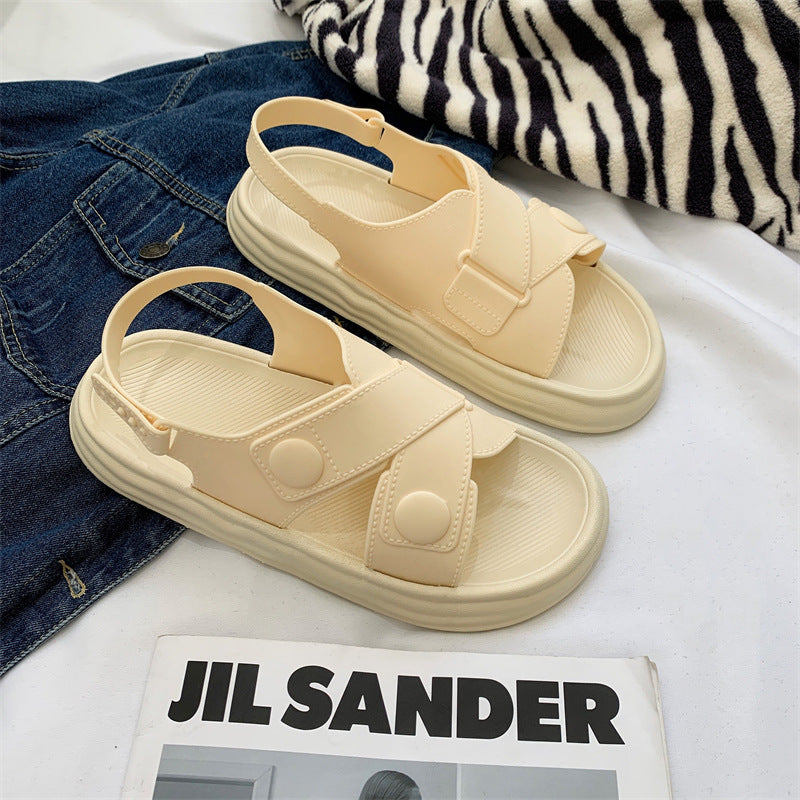 Women's Korean Simple Solid Color Buckle Summer Sandals