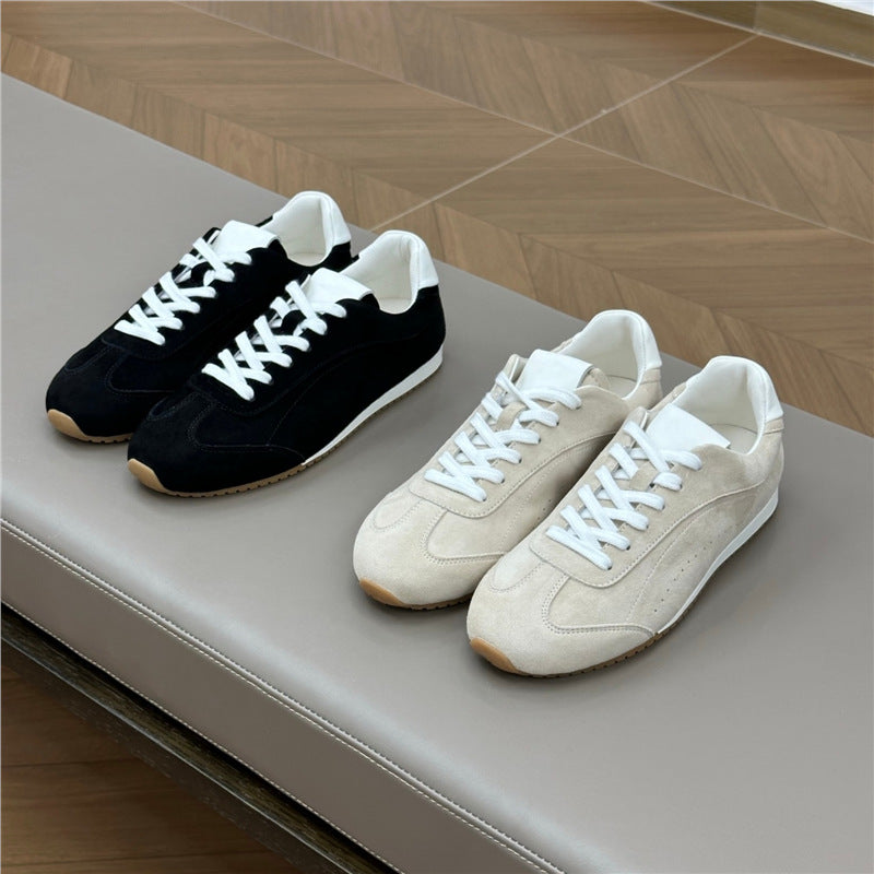 Women's Retro German Training Flat Lace Up Sneakers