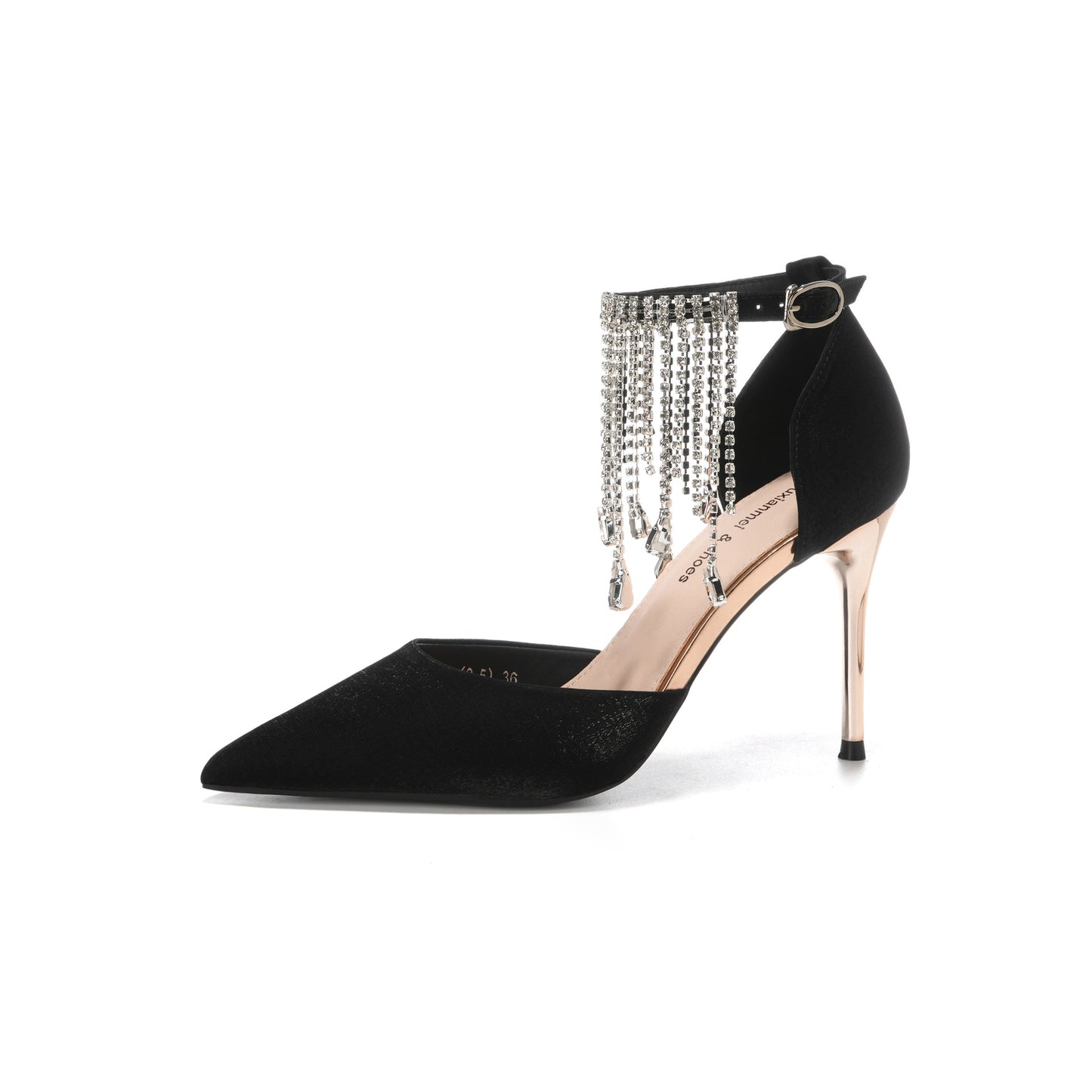 Tassel Chain Hollowed Two-way High Stiletto Pointed Toe Banquet Wedding Heels