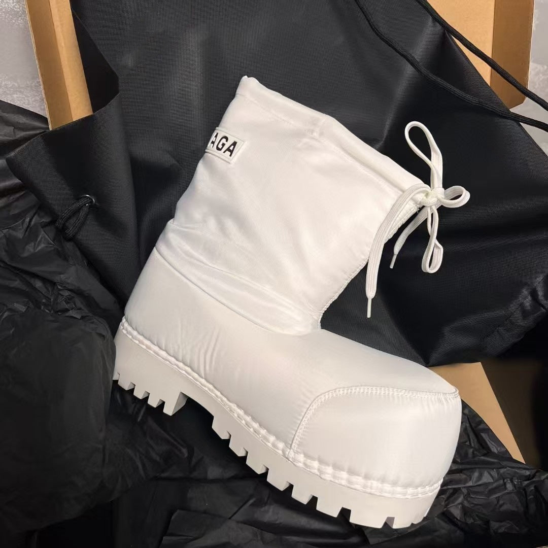 Women's Head Winter Waterproof Drawstring Thick Bottom Boots