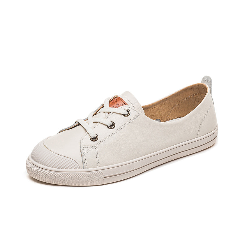 Trendy Genuine White Comfortable Muffin Flat Casual Shoes
