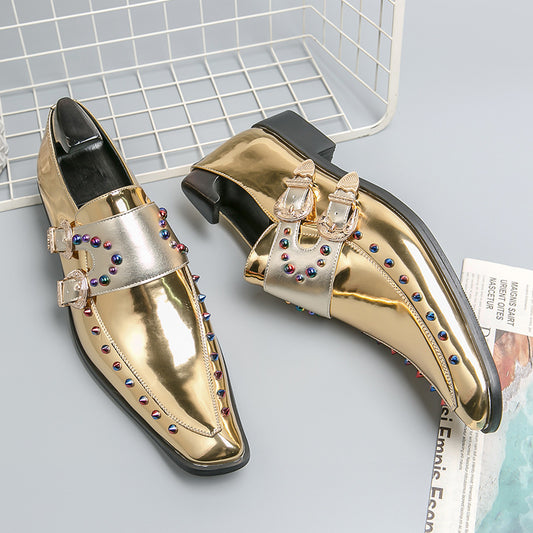 Men's Enchantress Chelsea Gold Pointed Plus Size Leather Shoes