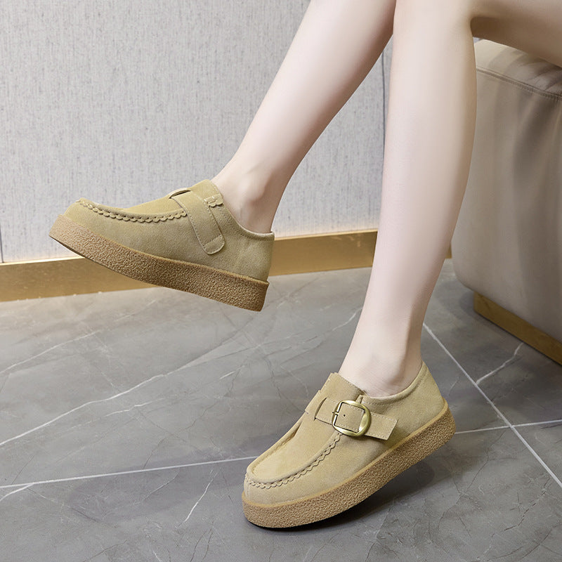 Frosted Thick Bottom Yellow Blue Kangaroo Female Wedge Platform Belt Women's Casual Shoes