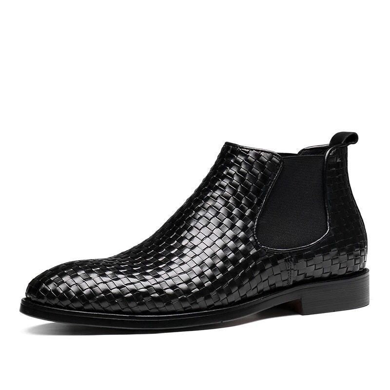 Men's Embossed British Korean Style Trendy Martin Men's Business Leather Shoes