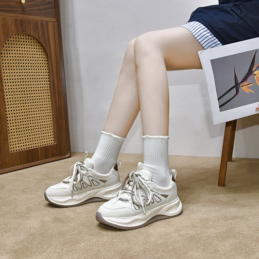 Women's Travel Korean White Platform Dad Color Sneakers
