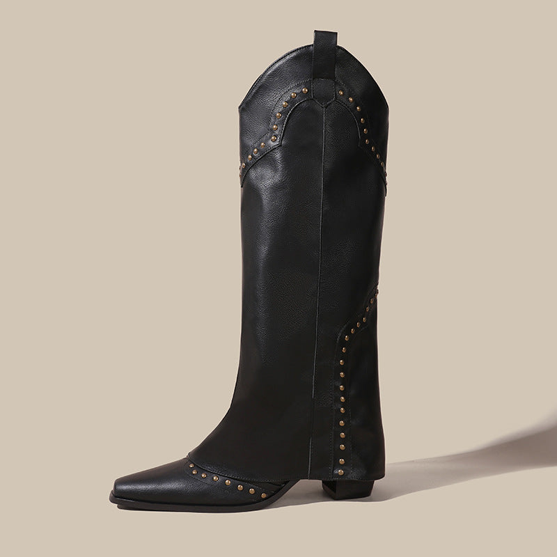 Women's Plus Size Vintage Pointed Toe Knee-high Boots