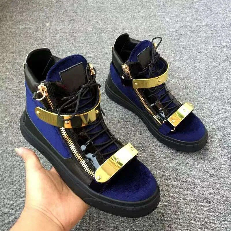 Board High Version Trendy Double Zipper Design Genuine Sneakers