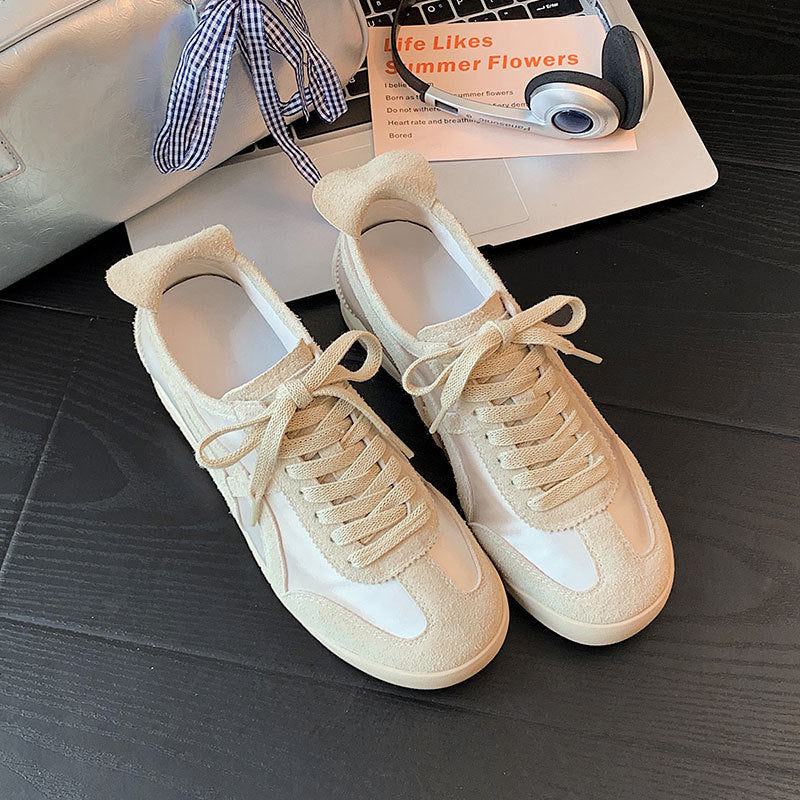 Women's Cowhide Ice Silk Mesh Breathable Retro German Training Sports Women's Casual Shoes