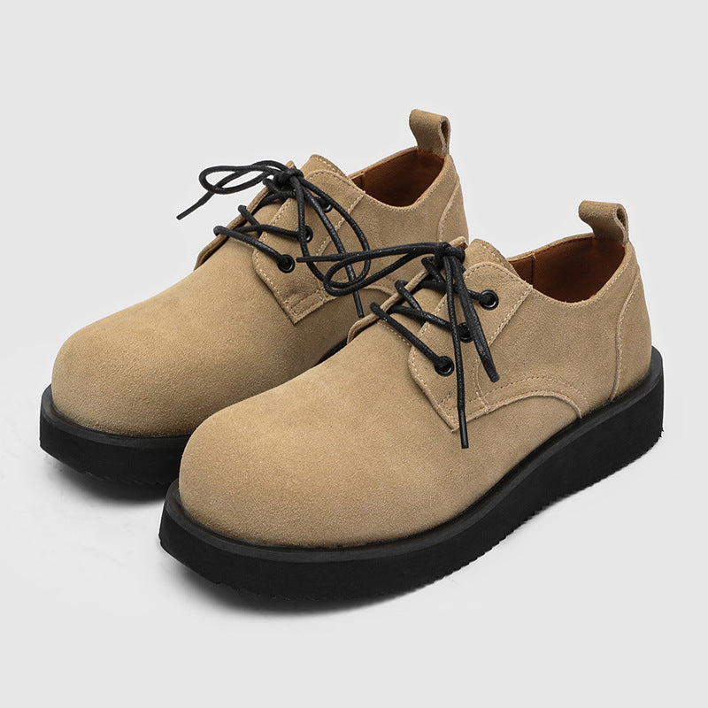 Men's Thick Sole Increased Big Head Derby British Style Men's Shoes