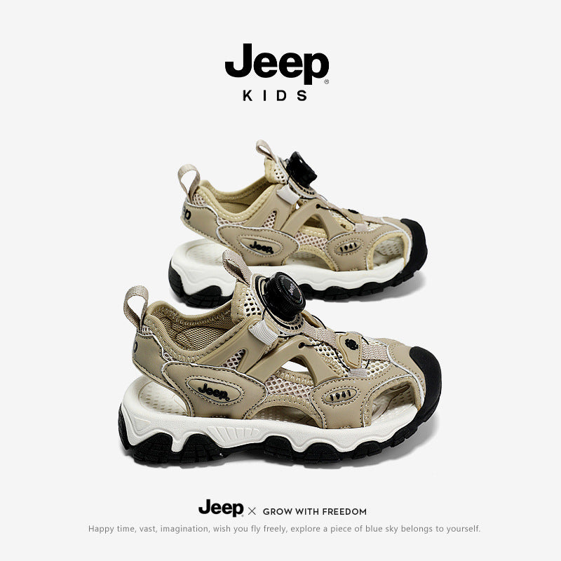 Children's Closed Toe Summer Hollow Button Breathable Kid's Sandals