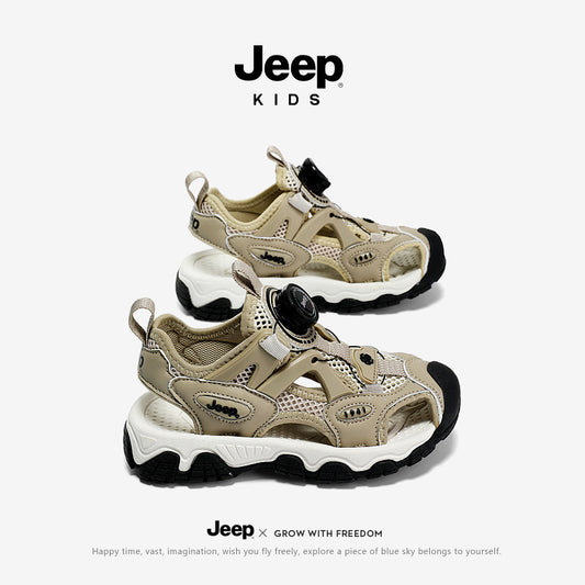 Children's Closed Toe Summer Hollow Button Breathable Kid's Sandals