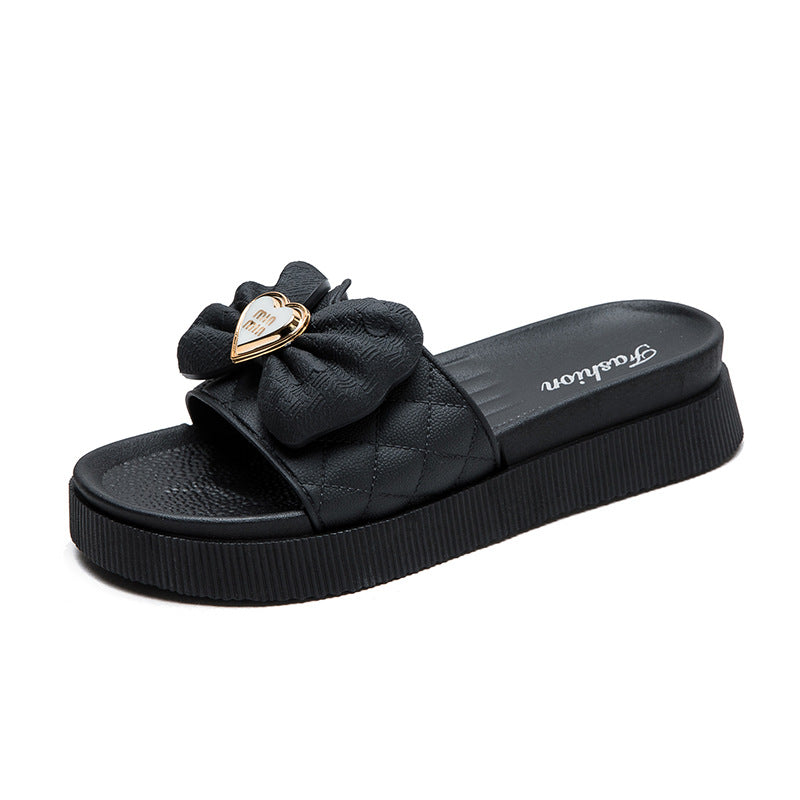 Women's Fashion Bowknot Outdoor Height Increasing Flip-flops Sandals