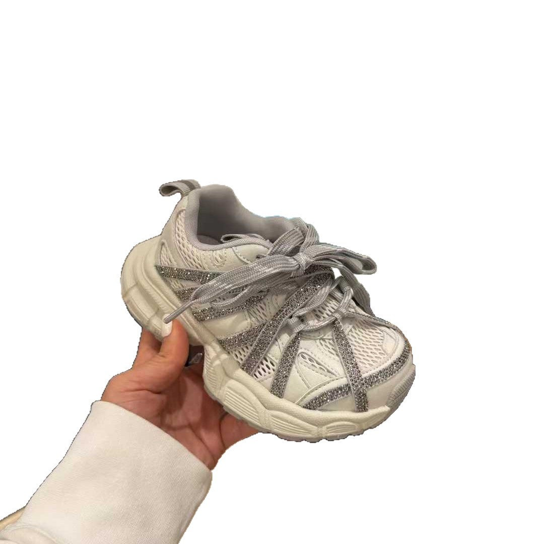 Children's Western Style Rhinestone Dad Lightweight Boys Running Children's Sports Shoes