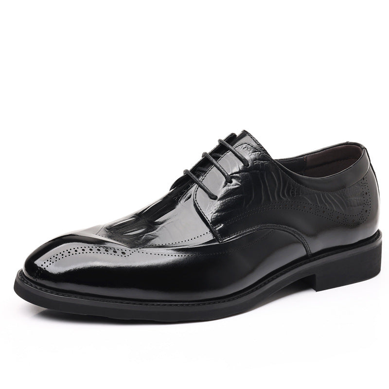 Men's Business Wedding First Layer Cowhide Korean Leather Shoes