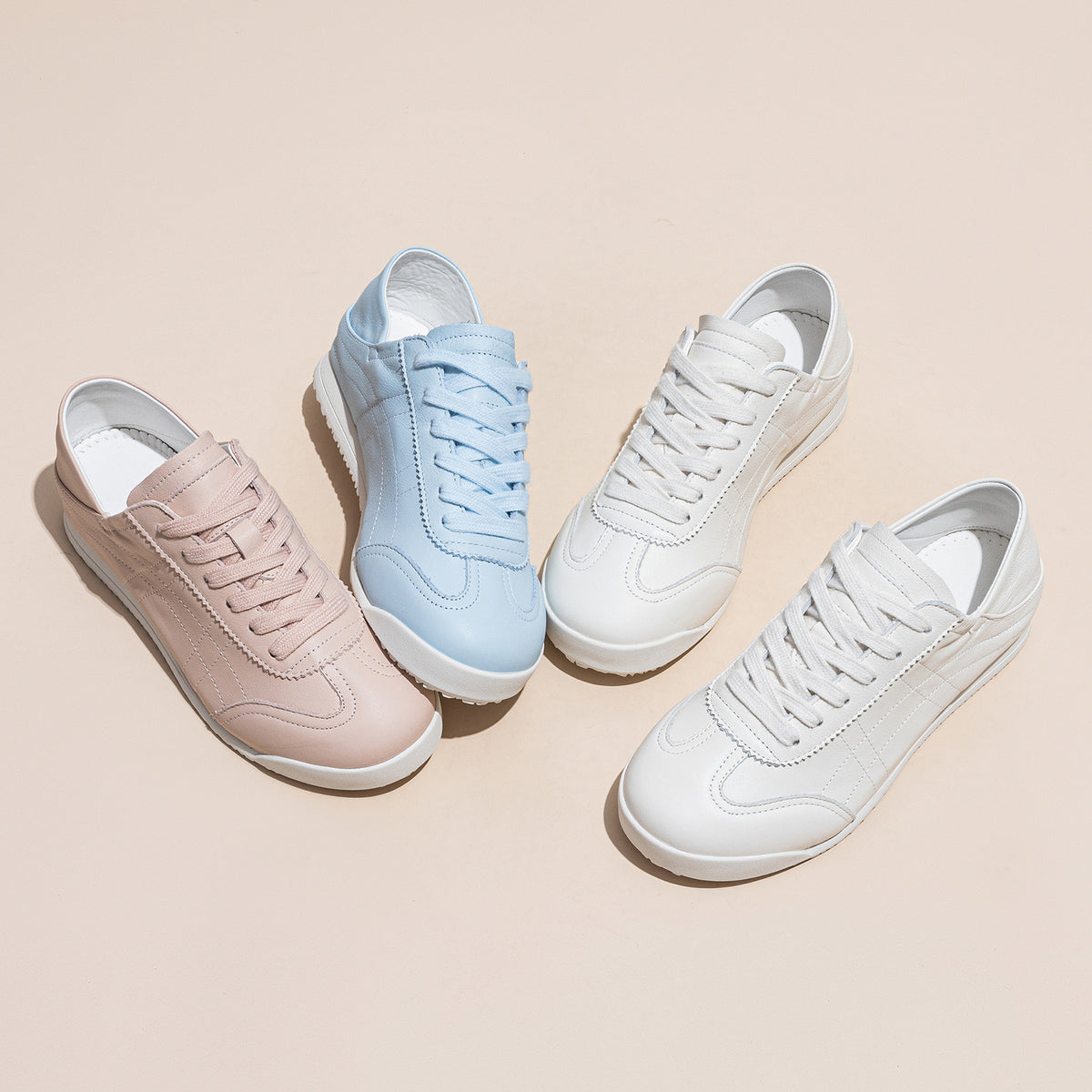 Women's White Summer First Layer Cowhide Two-way Wear Elevator Wild Sneakers