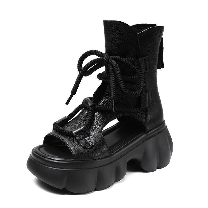 Peep Toe Roman High Retro Easy Matching Platform Sandals