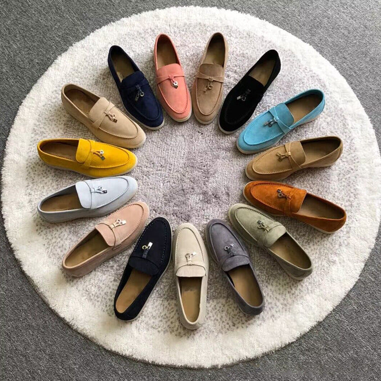 Women's Available High Version Matte Cowhide Slip-on Loafers