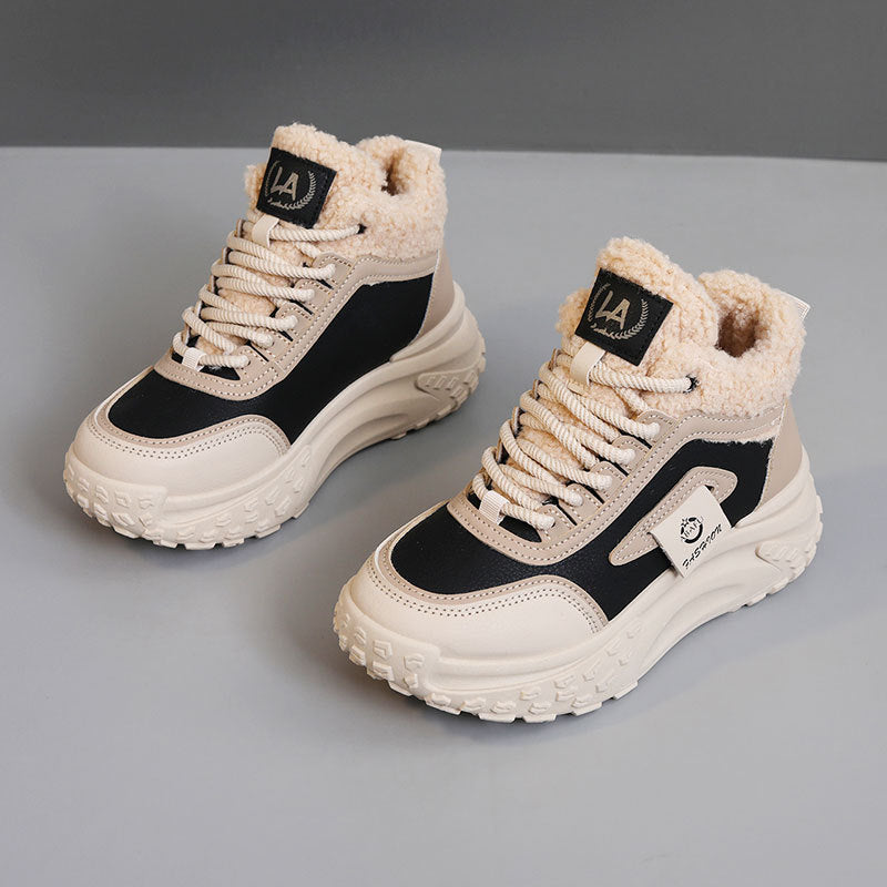 Women's Platform Cotton Warm Color Matching Increased Sneakers