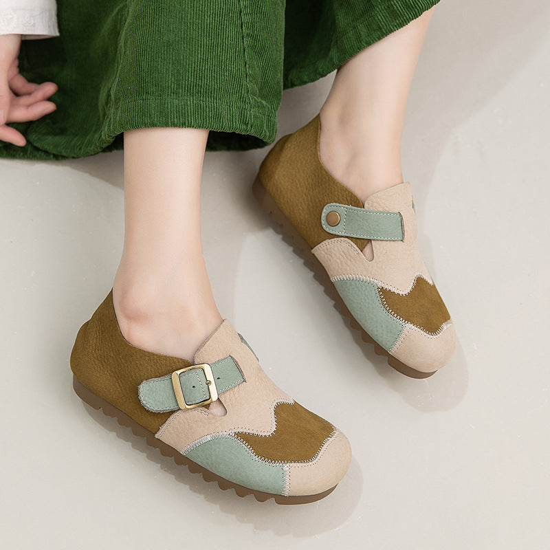 Women's Layer Cowhide Portable Pumps Comfortable Commuter Women's Casual Shoes